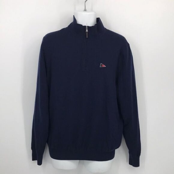 Fairway & Greene Navy Blue Men's 1/2 Zip Merino Wool Pullover size M - Picture 2 of 9